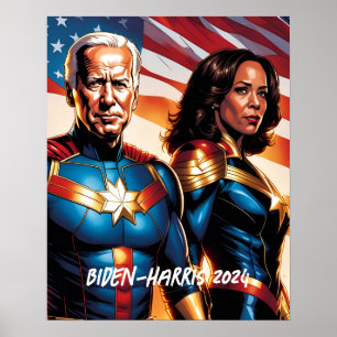 Póster El superhéroe Joe Biden y Kamala Harris