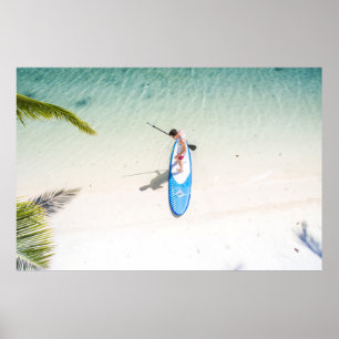 Póster El surf masculino en la playa