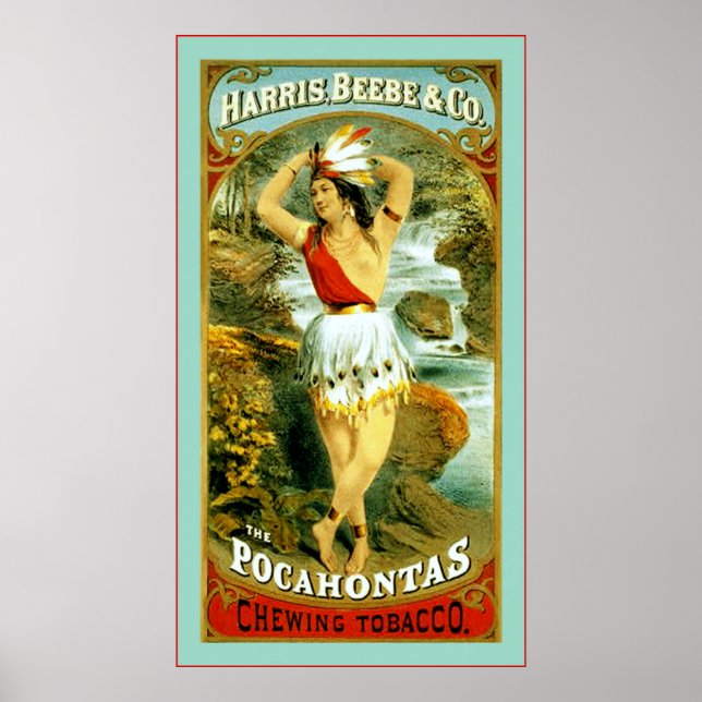 Póster El tabaco de mascar Pocahontas ~ 1868 (Frente)