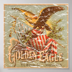 Póster El tabaco del águila de oro de 1900 - afligido