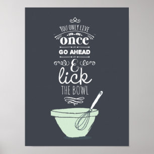 Póster El tablero de Chalkboard enciende la cita Bowl Art