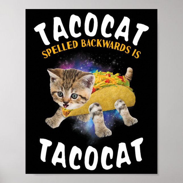 Póster El Tacocat Spelado Hacia Atrás Es Tacocat Tee Cat  (Frente)