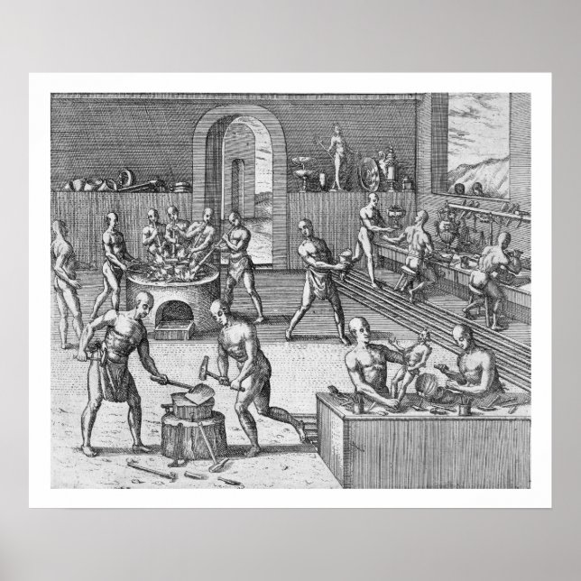 Póster El taller de orfebreros de Atahualpa en Quito, f (Frente)