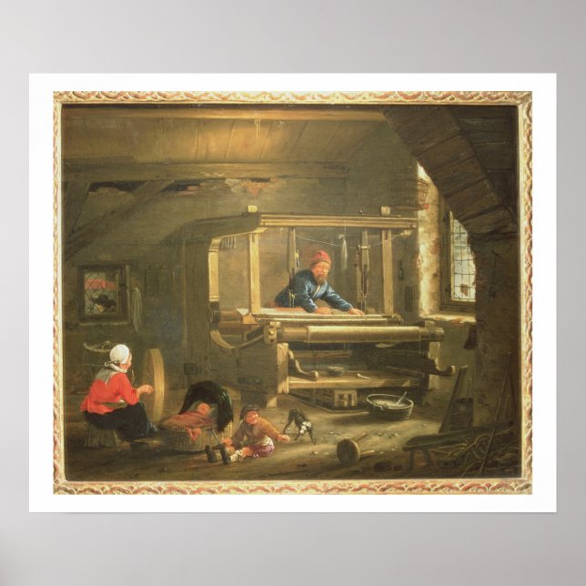 Póster El taller de un tejedor, 1656 (aceite sobre lienzo (Frente)