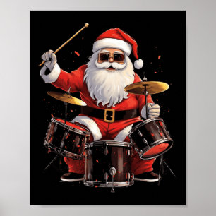 Póster El tambor Santa Jugando tambores Funny Navidades D