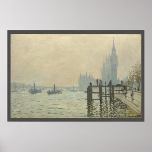 Póster El Támesis debajo de Westminster por Claude Monet