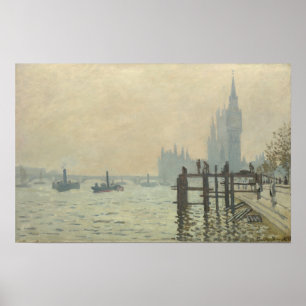 Póster El Támesis debajo de Westminster por Claude Monet