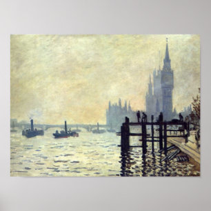 Póster El Támesis por debajo de Westminster - Claude Mone