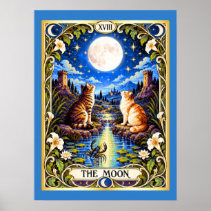 Póster El Tarot del Gato Lunar - Intuición y Misterio