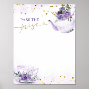 Póster El té morado con flores pasa los juegos de novias