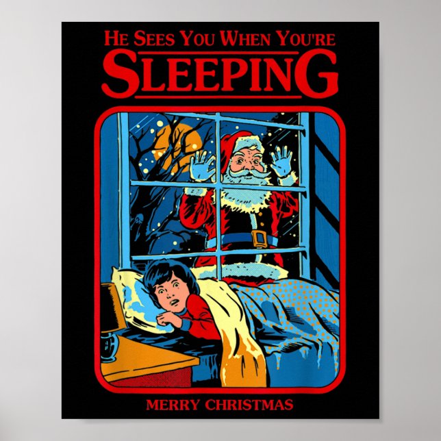Póster Él te ve cuando estás durmiendo Feliz Navidad  (Frente)