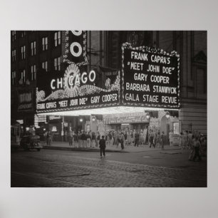 Póster El teatro de Chicago en la noche de 1941. Foto de 