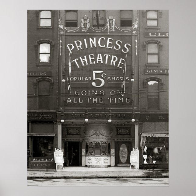 Póster El Teatro Princesa, 1910. Foto de cosecha de vinta (Frente)