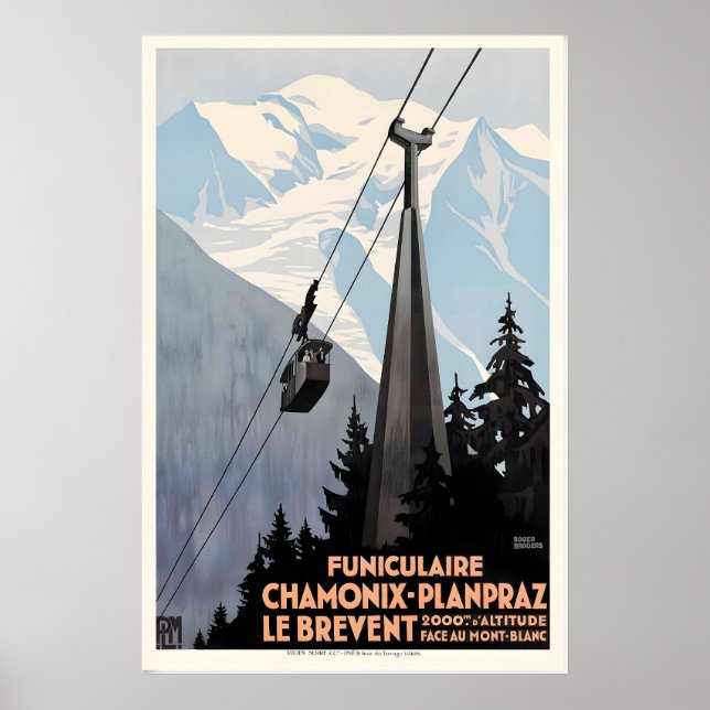 Póster El teleférico Brevent Chamonix Mont-Blanc Francia (Frente)