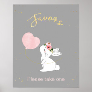 Póster El tema de Bunny favorece el Rótulo Baby Shower