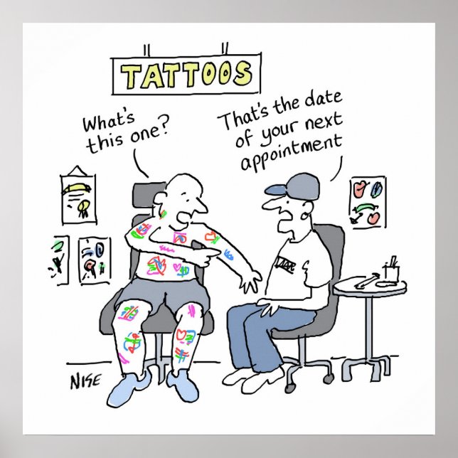 Póster El tema de los tatuajes divertidos (Frente)