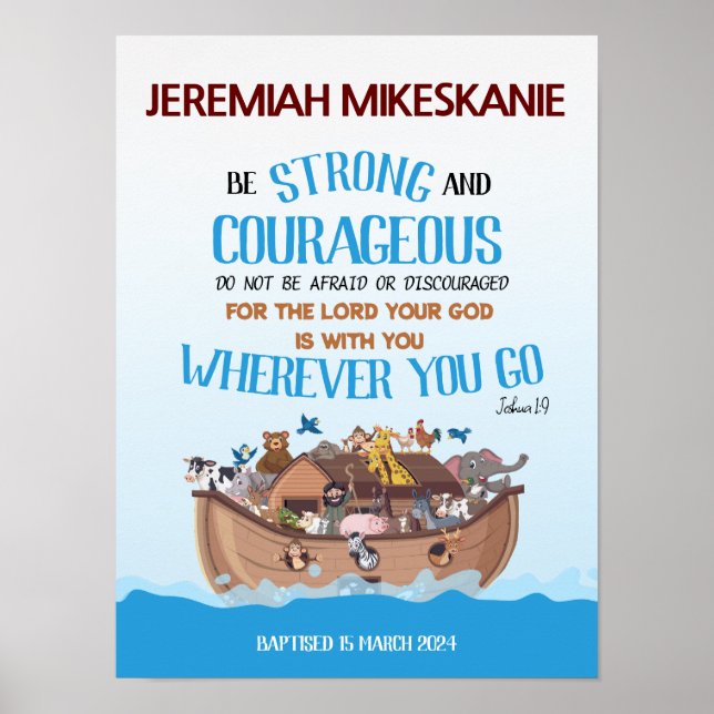Póster El tema del arca de Baptism Boy Noah (Frente)