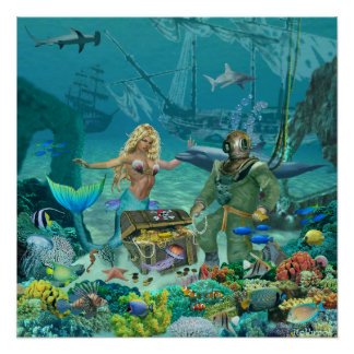 Póster El tesoro de arrecifes de coral de la Sirena