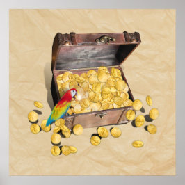 Póster El tesoro del pirata sobre papel de cola