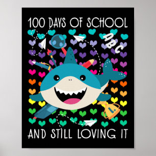 Póster El Tiburón Caliente 100 Días De Escuela Y Todavía