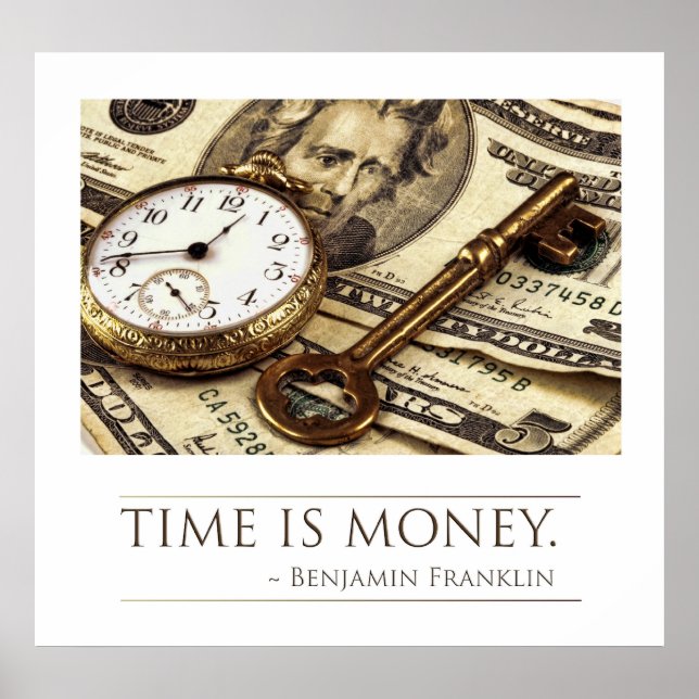 Póster El tiempo es dinero - cita Franklin (Frente)