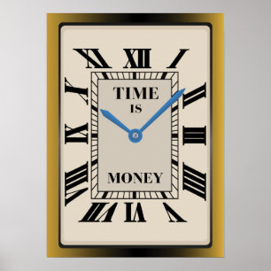 Póster El Tiempo Es Dinero, El Reloj, El Hustre, El Empre