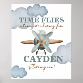 Póster El tiempo vuela Cumpleaños de avión