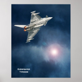 Póster El tifón Eurofighter y un cielo oscuro y dramático