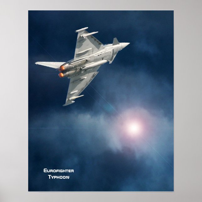 Póster El tifón Eurofighter y un cielo oscuro y dramático (Frente)