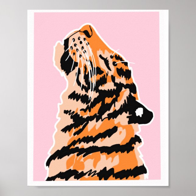 Póster El tigre al borde del fondo rosa (Frente)