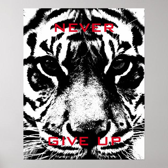 Póster El tigre blanco y negro nunca deja de ser motivado (Frente)