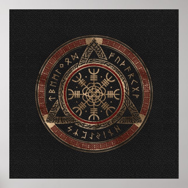 Póster El timón del cielo de cuero negro y rojo y el oro (Frente)