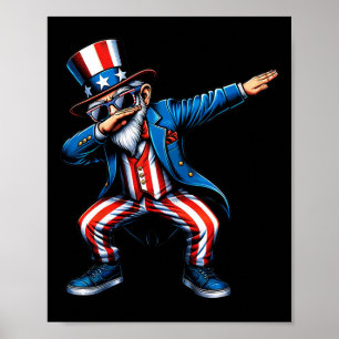 Póster El Tío Dabbing Sam Funny 4 De Julio Niños Patrióti