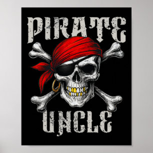 Póster El Tío Pirata Jolly Roger Bandera Y Los Cazones De