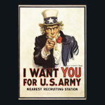 Póster El Tío Vintage Sam Quiero Que Tu Propaganda De La<br><div class="desc">Posters de propaganda de la Primera Guerra Mundial de la Primera Guerra Mundial - Ejército militar reclutando publicidad</div>