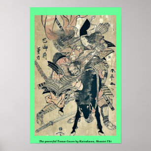 Póster El Tomoe potente Gozen por Katsukawa, Shuntei Uki