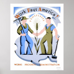 Póster El trabajo paga a América 1939 WPA