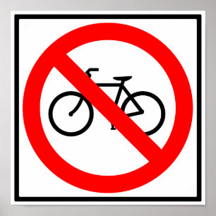 Póster El tráfico de bicicleta prohibió el Rótulo de la