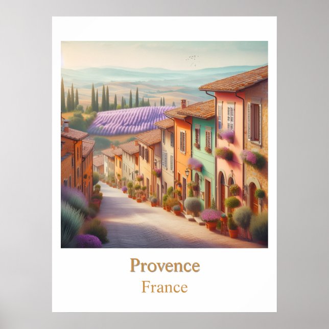 Póster El tranquilo pueblo de Provenza en acuarela (Frente)