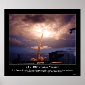 Póster El transbordador espacial Columbia avanza al cielo
