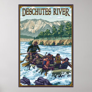 Póster El transportar en balsa de río de Deschutes -