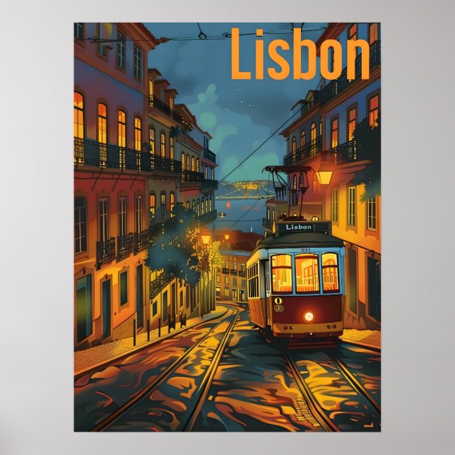 Póster El tranvía de Lisboa de noche (Frente)