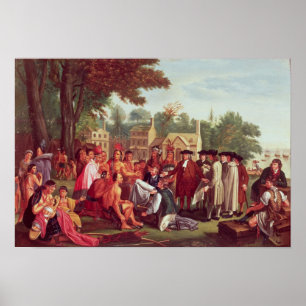 Póster El tratado de William Penn con los indios en 1683
