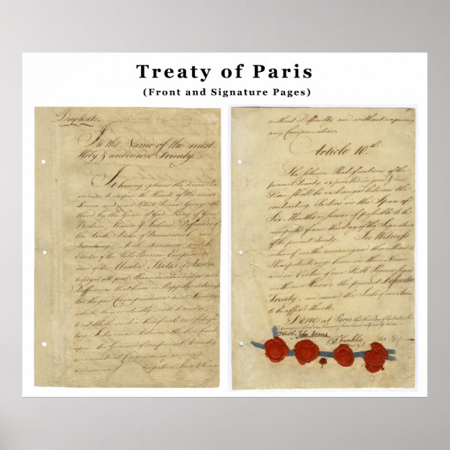 Póster El Tratado ORIGINAL de París de 1783 (Frente)