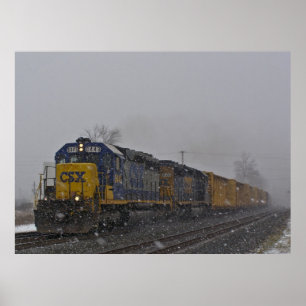 Póster El tren de mercancías en la nieve