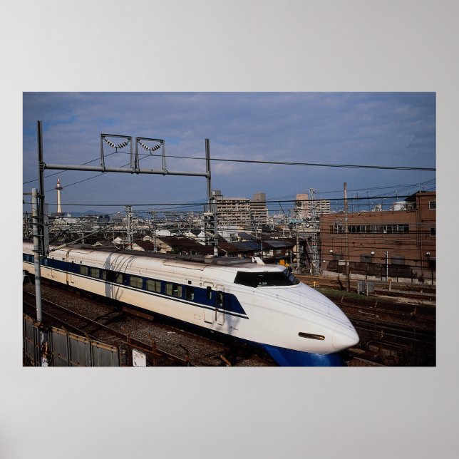 Póster El tren Shinkansen o Bullet, Kyoto, Japón (Frente)