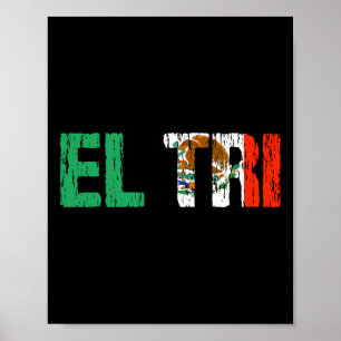 Póster El Tri camiseta de fútbol de México con bandera de