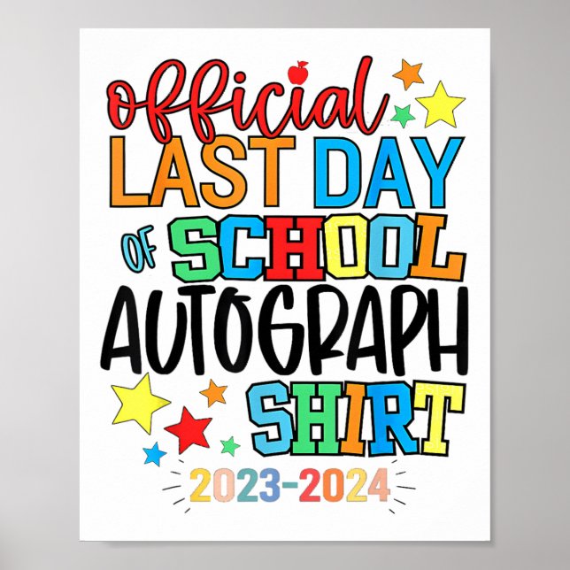 Póster El Último Día De La Escuela Autograph Kindergarten (Frente)