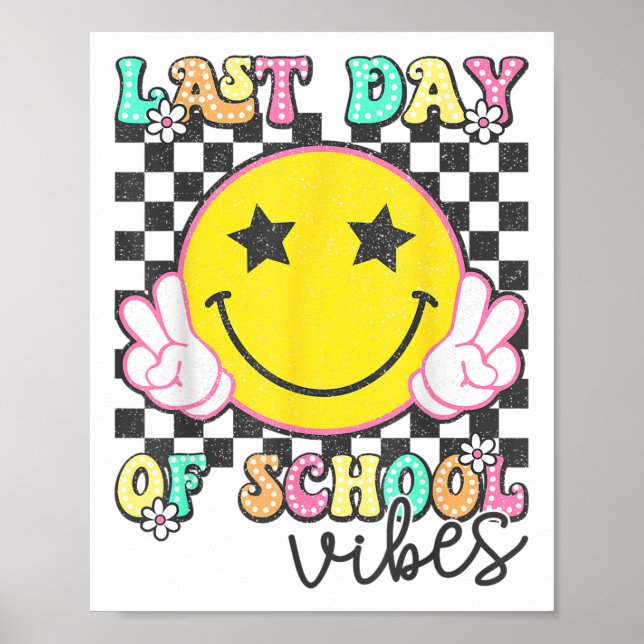 Póster El Último Día De La Escuela Vibes Groovy Graduació (Frente)