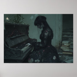 Póster El último octurne | Chica gótico en Piano en ruina